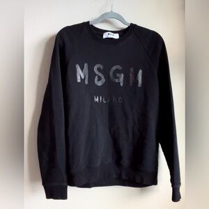 MSGM Milano Brushed Black Crewneck Long Sleeve Sweater Matte